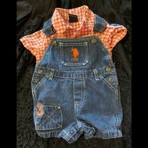 US Polo Baby Overall Shorts & Button Down Shirt